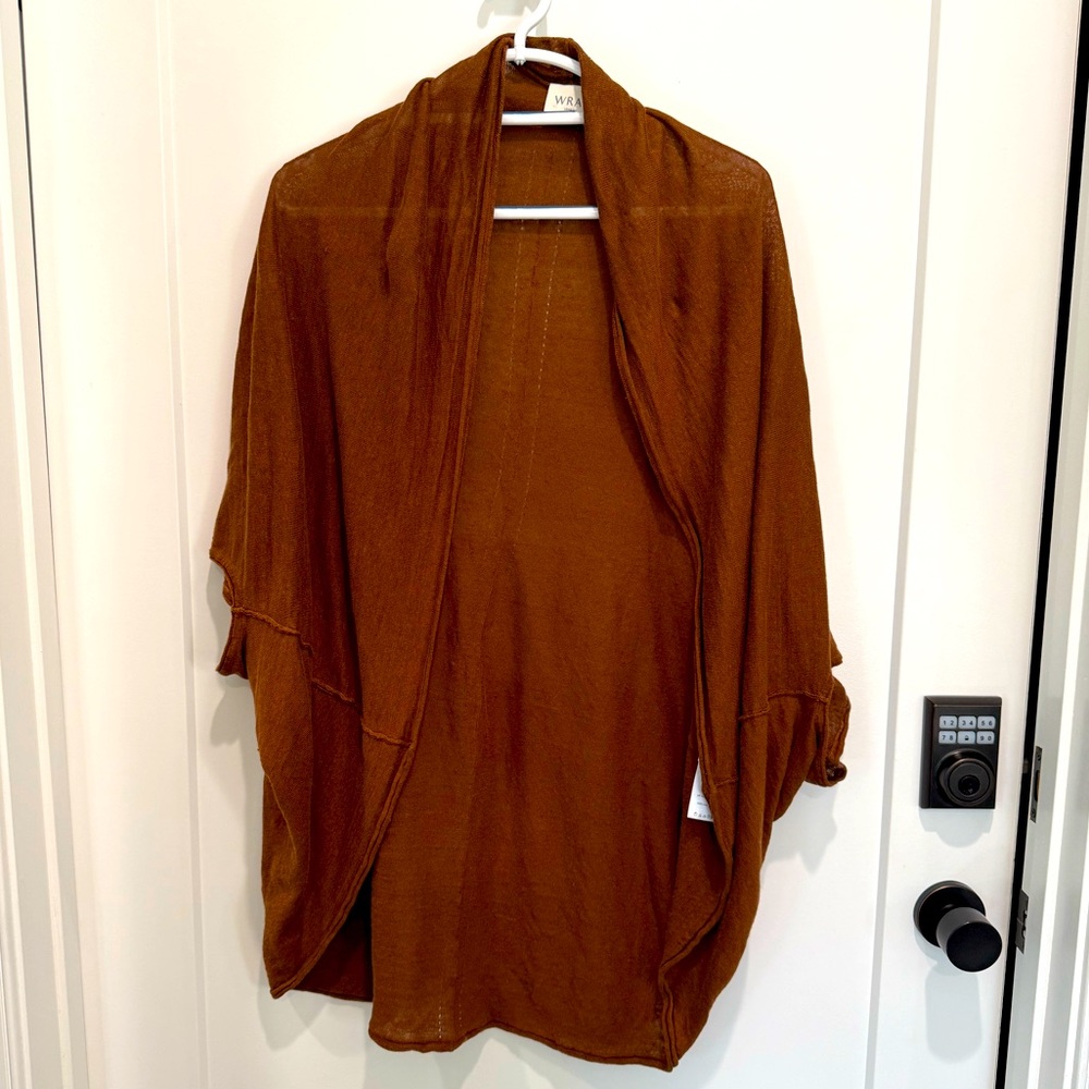 Wrap London shrug warm chestnut brown 100% linen size 16/18